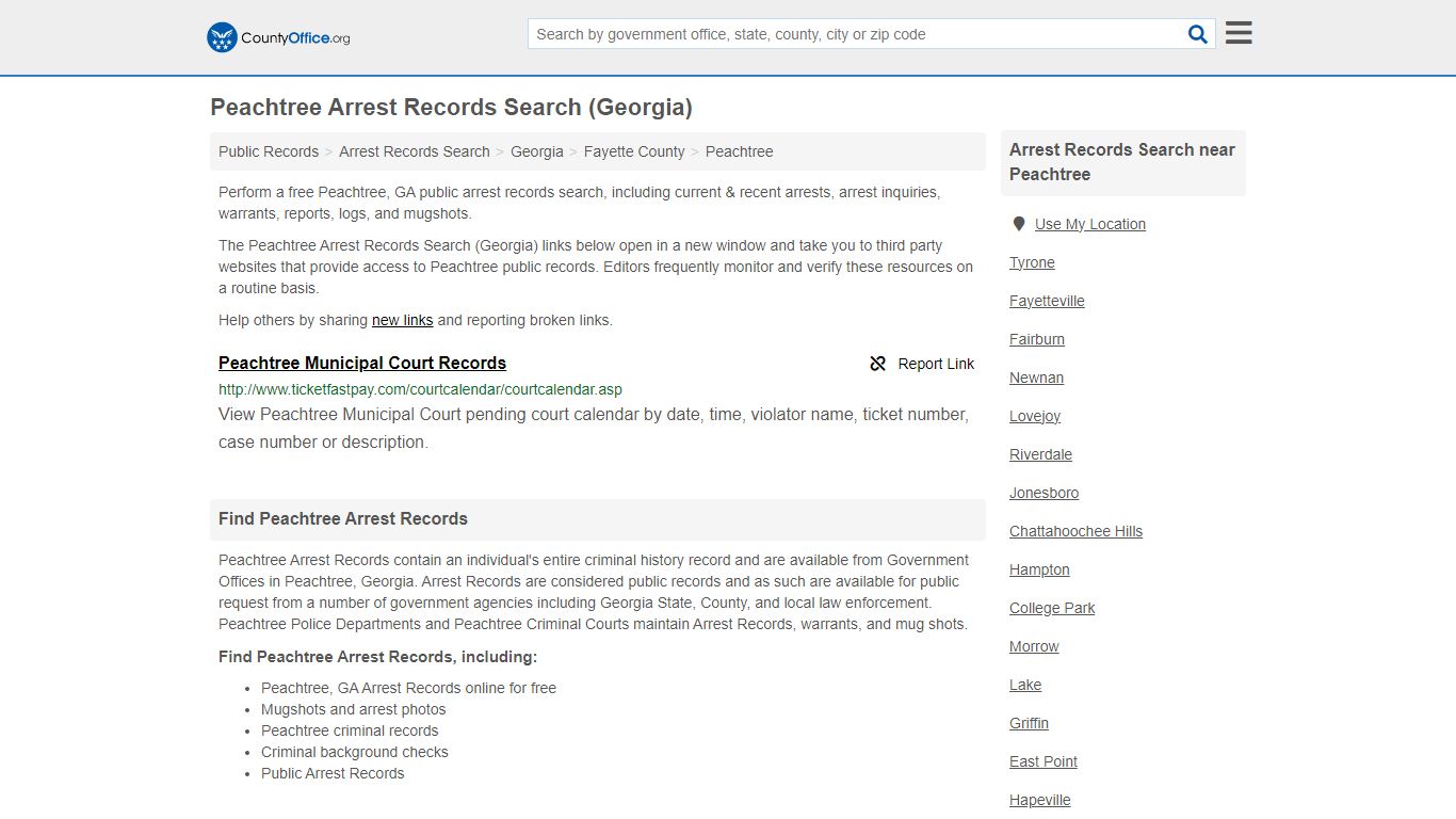 Arrest Records Search - Peachtree, GA (Arrests & Mugshots) - County Office